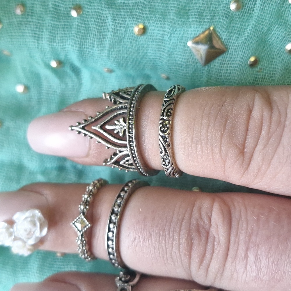 Antique sliver ring set 8pc - Picture 2 of 3